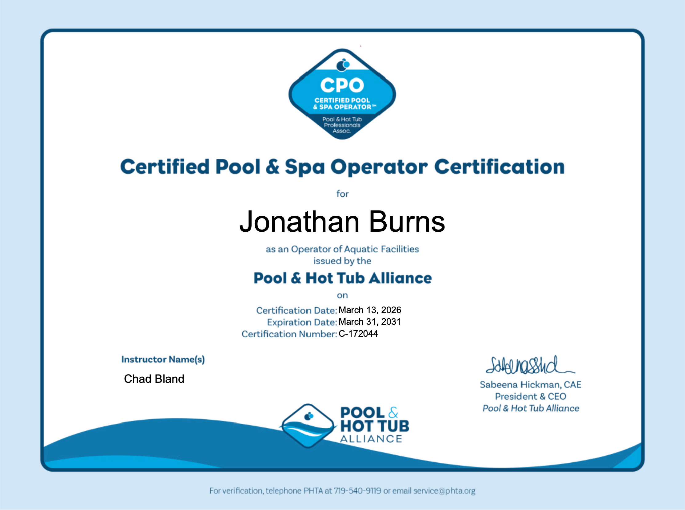Pool certification logo